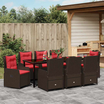 Garten Essgruppe 9 pcs Braun Poly Rattan