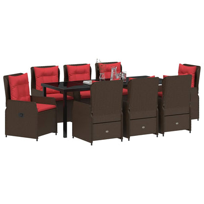 Garten Essgruppe 9 pcs Braun Poly Rattan