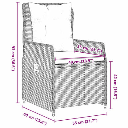 Garten Essgruppe 7 pcs Grau Poly Rattan