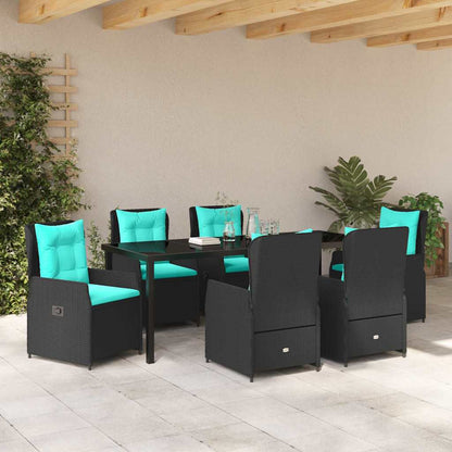 Garten Essgruppe 7 pcs Schwarz Poly Rattan
