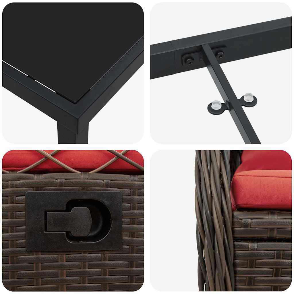 Garten Essgruppe 5 pcs Braun Poly-Rattan