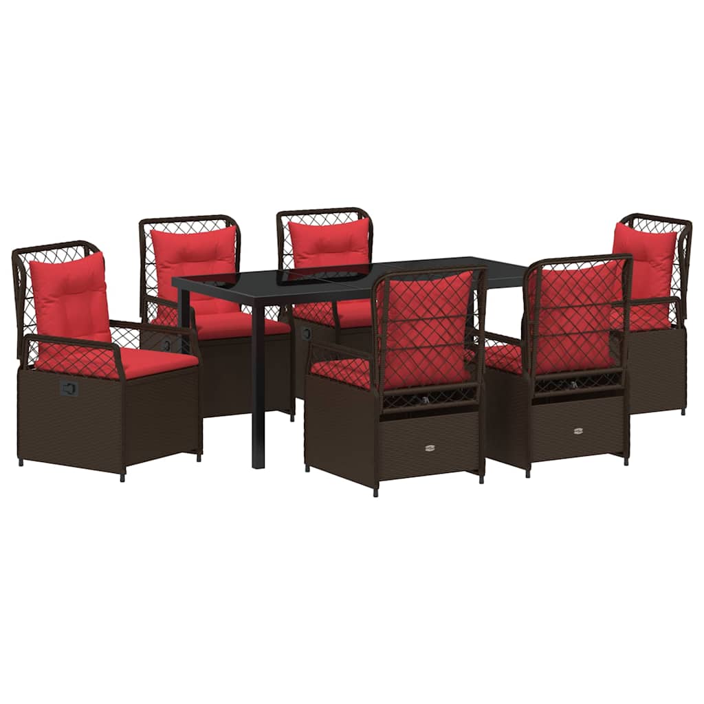 Garten Essgruppe 7 pcs Braun Poly-Rattan