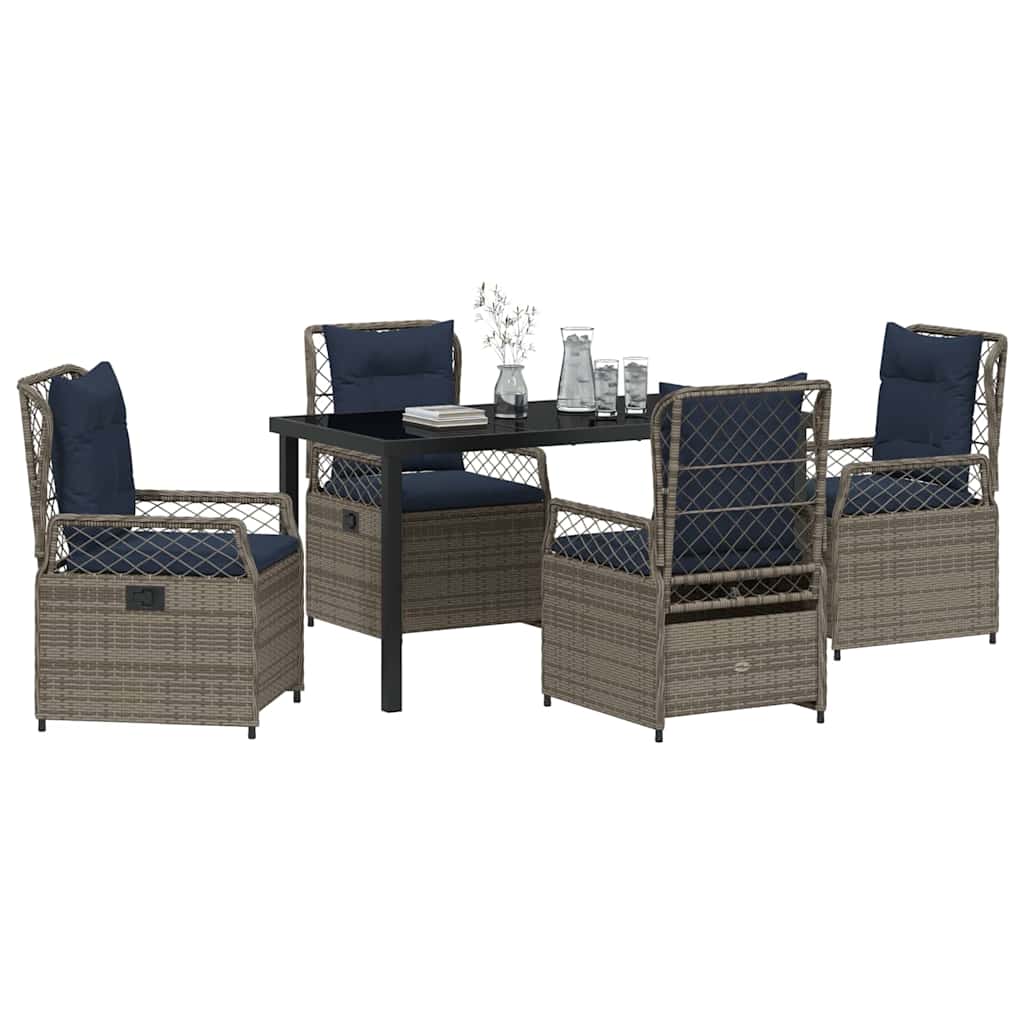 Garten Essgruppe 5 pcs Grau Poly-Rattan