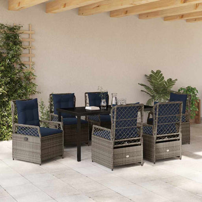 Garten Essgruppe 7 pcs Grau Poly-Rattan