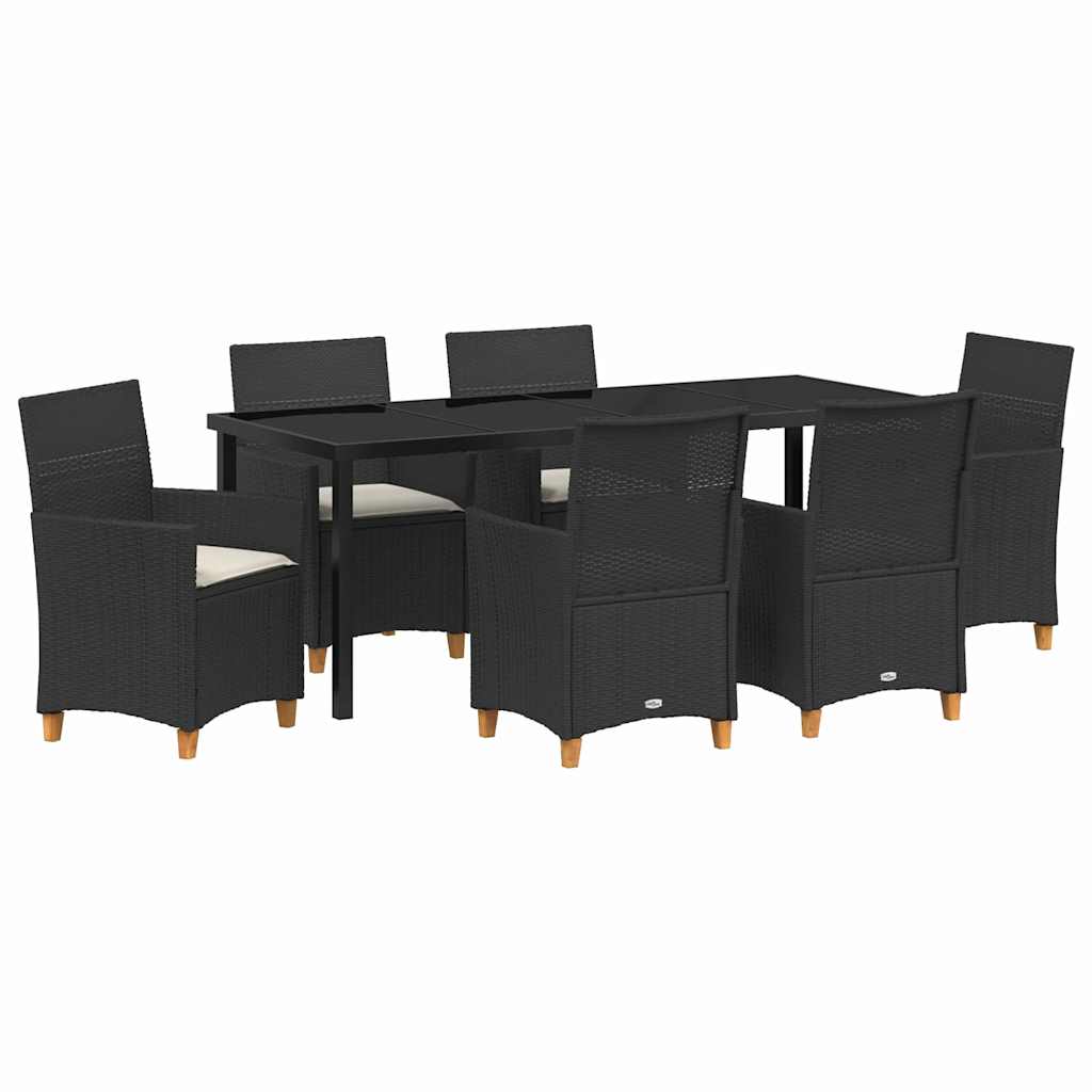 Garten Essgruppe 7 pcs Schwarz Poly-Rattan