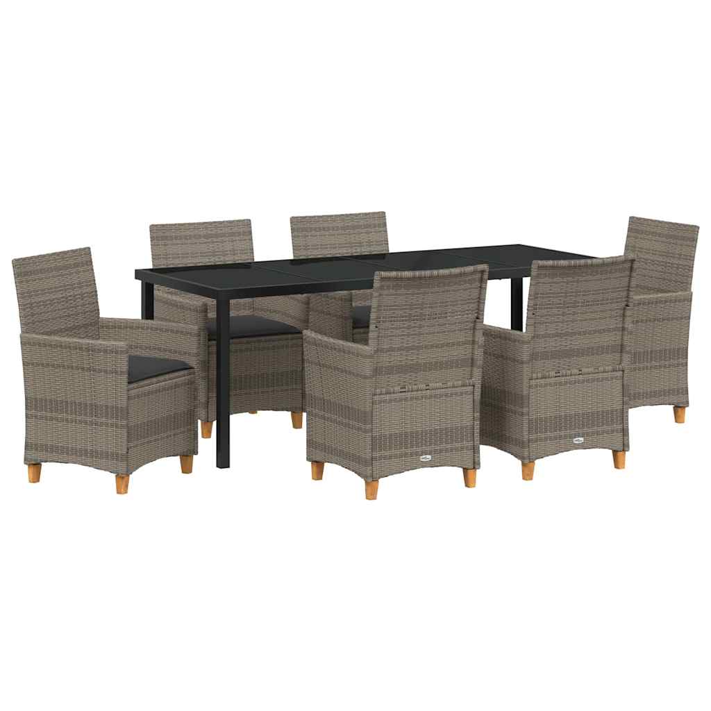 Garten Essgruppe 7 pcs Grau Poly-Rattan