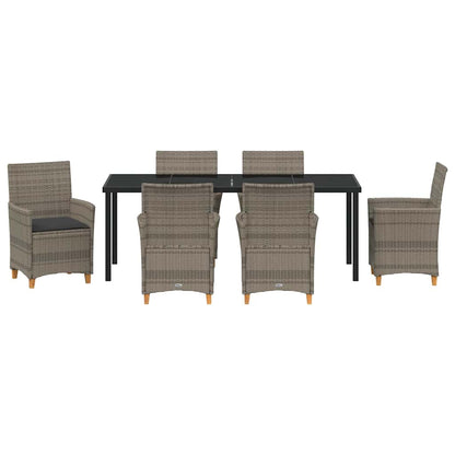 Garten Essgruppe 7 pcs Grau Poly-Rattan