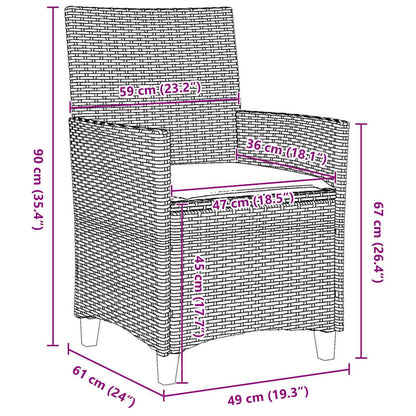 Garten Essgruppe 9 pcs Grau Poly-Rattan