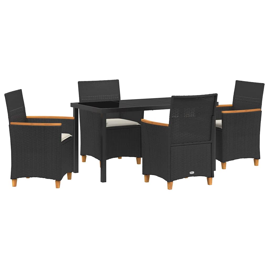 Garten Essgruppe 5 pcs Schwarz Poly-Rattan