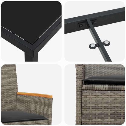 Garten Essgruppe 5 pcs Grau Poly-Rattan