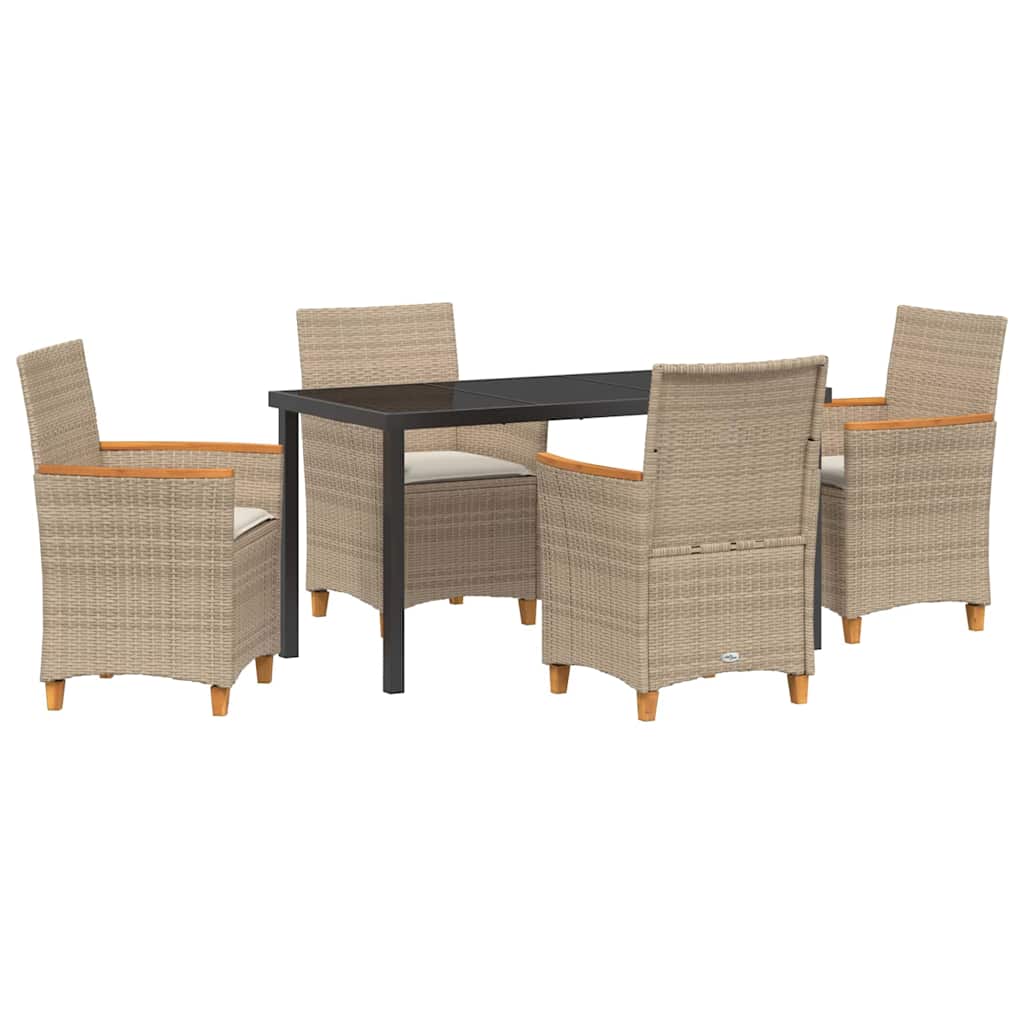 Garten Essgruppe 5 pcs Beige Poly-Rattan
