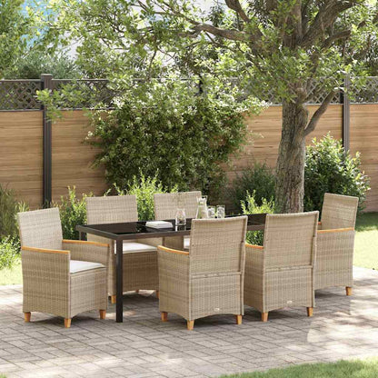 Garten Essgruppe 7 pcs Beige Poly-Rattan