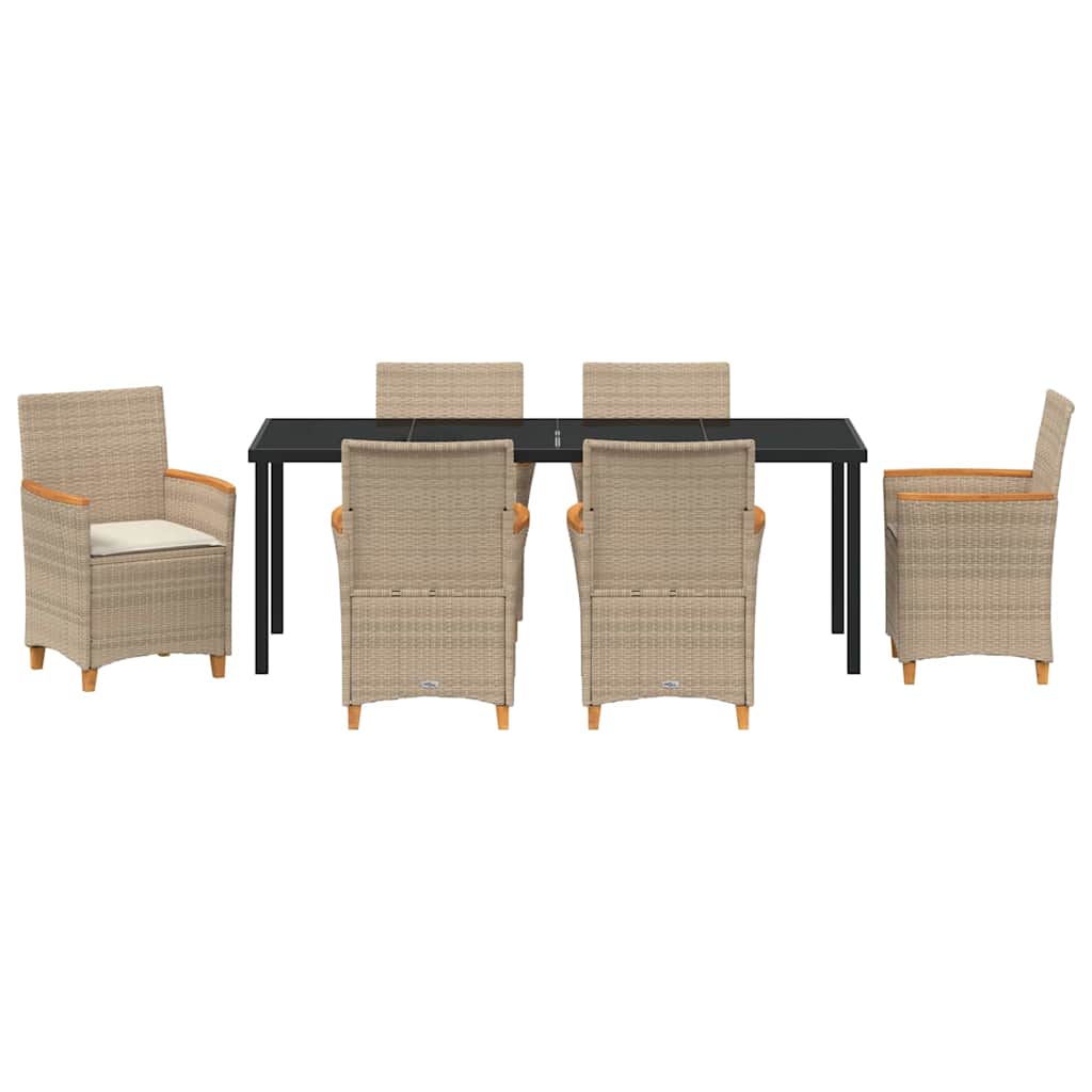 Garten Essgruppe 7 pcs Beige Poly-Rattan