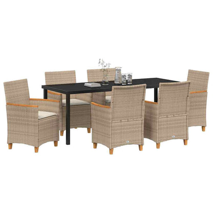 Garten Essgruppe 7 pcs Beige Poly-Rattan