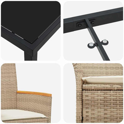 Garten Essgruppe 9 pcs Beige Poly-Rattan