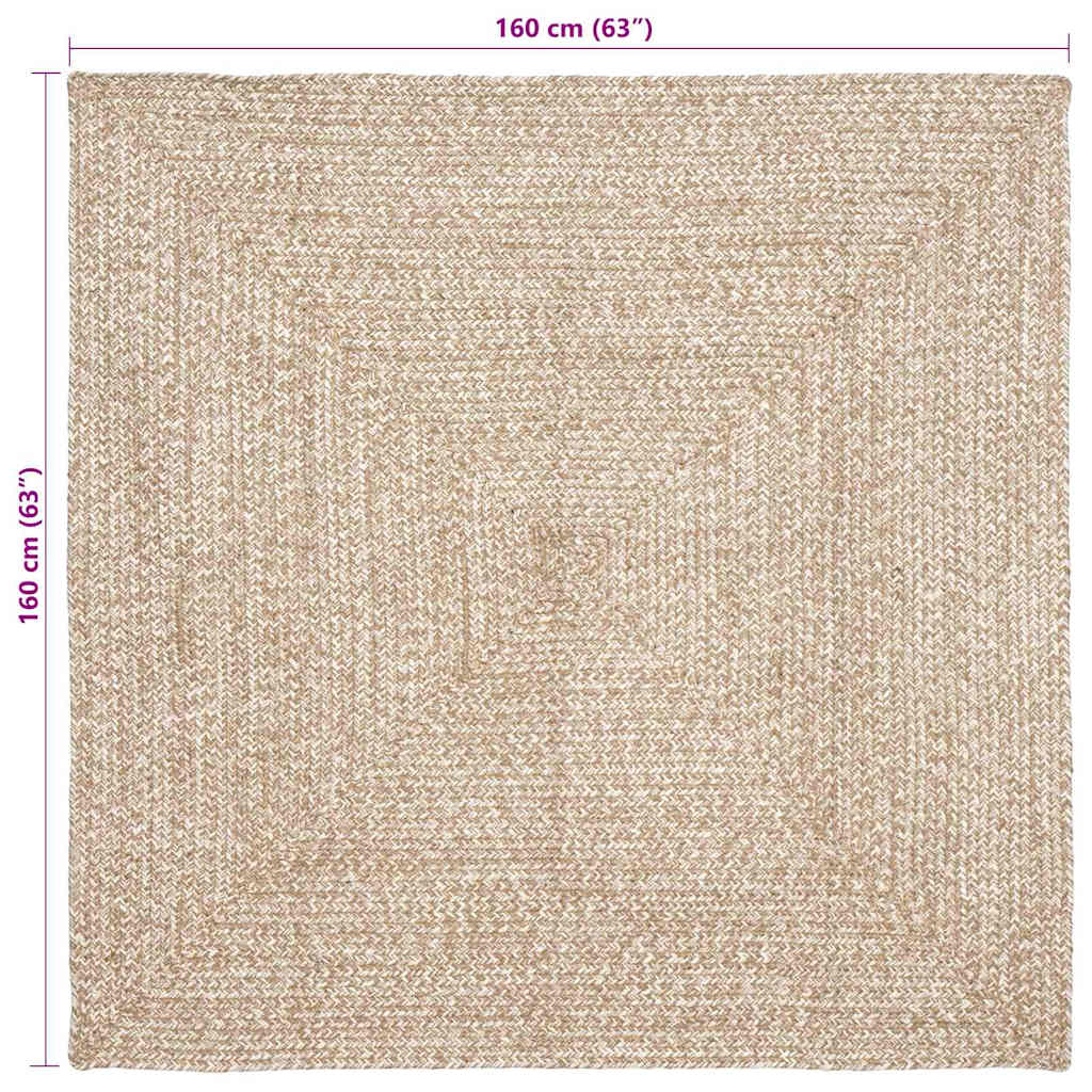Bereichsteppiche Natürlich und Weiß 160 x 160 cm Jute