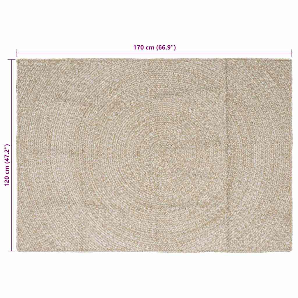 Bereichsteppiche Natürlich und Weiß 120 x 170 cm Jute