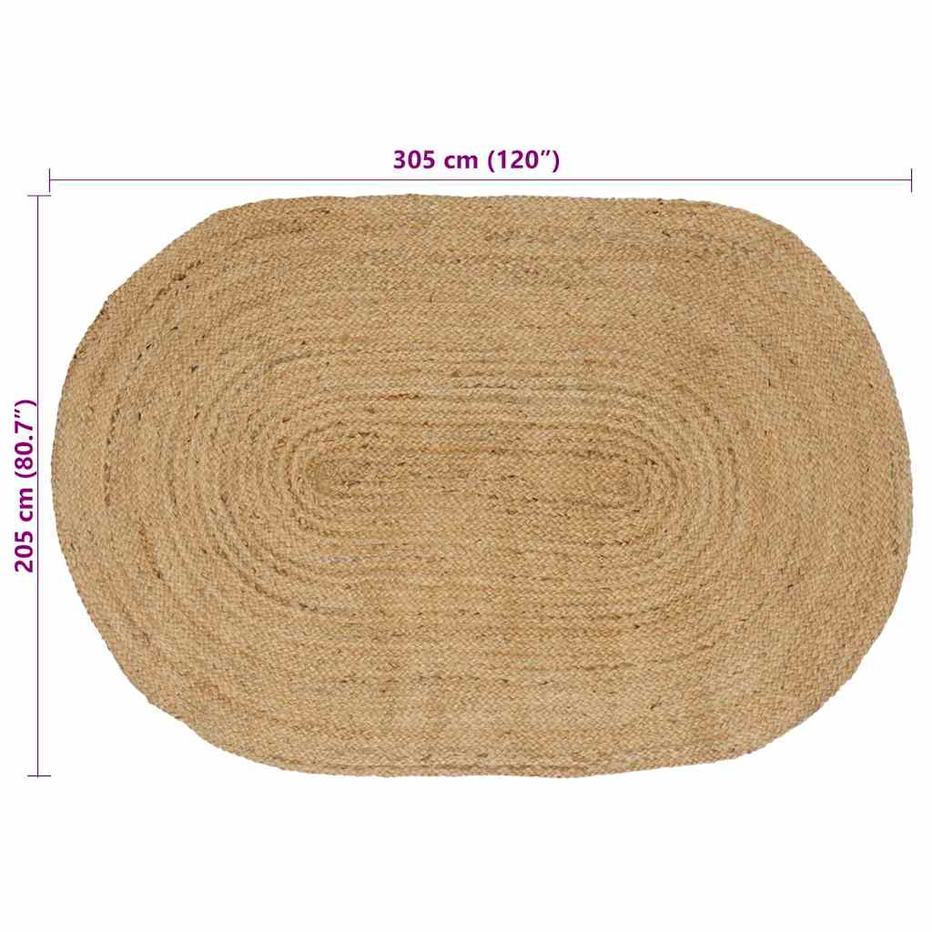 Bereichsteppiche Oval Natur 205 x 305 cm Jute