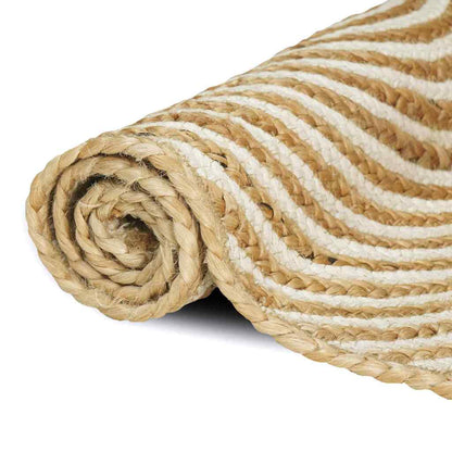Teppich Natürlich und Weiß 60 x 110 cm Jute