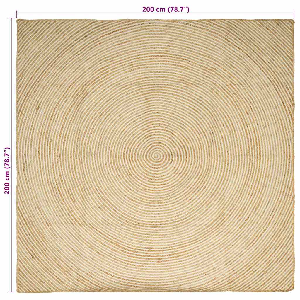 Teppich Natürlich und Weiß 200 x 200 cm Jute