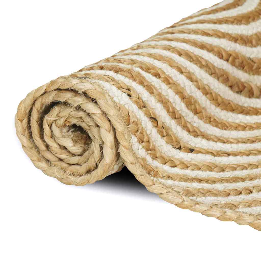 Teppich Natürlich und Weiß 240 x 340 cm Jute