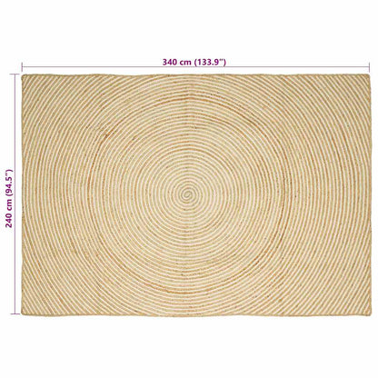 Teppich Natürlich und Weiß 240 x 340 cm Jute