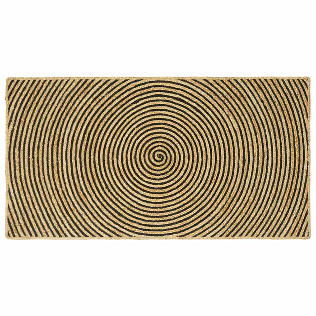 Teppich Natürlich und Schwarz 100 x 200 cm Jute