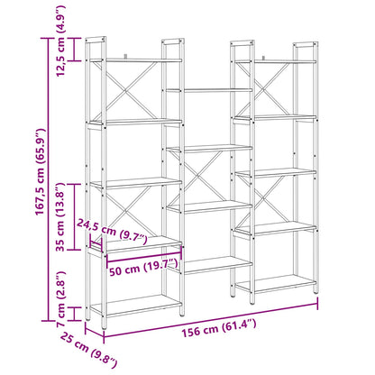 Bücherregal Grau Sonoma 156 x 25 x 167 cm Holzwerkstoff