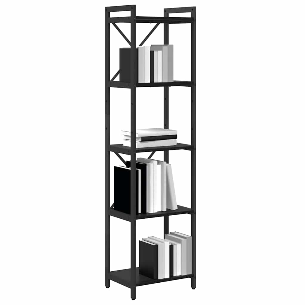 Bücherregal Schwarz Eichen-Optik 40 x 30 x 155 cm Holzwerkstoff