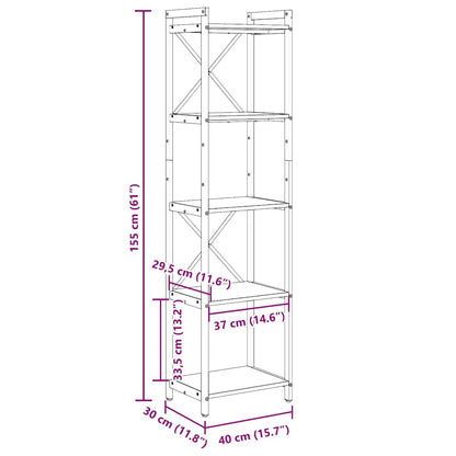 Bücherregal Artisan-Eiche 40 x 30 x 155 cm Holzwerkstoff