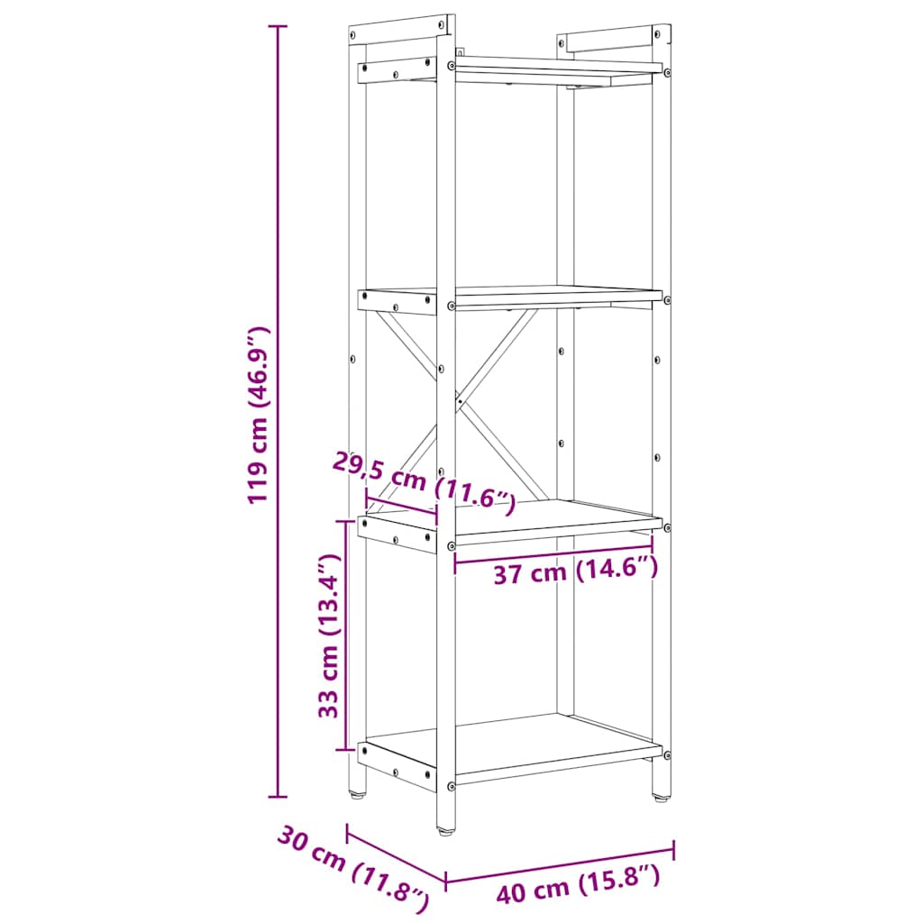 Bücherregal Geräucherte Eiche 40 x 30 x 85 cm Holzwerkstoff