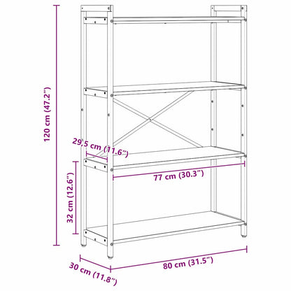 Bücherregal Schwarz Eichen-Optik 80 x 30 x 120 cm Holzwerkstoff