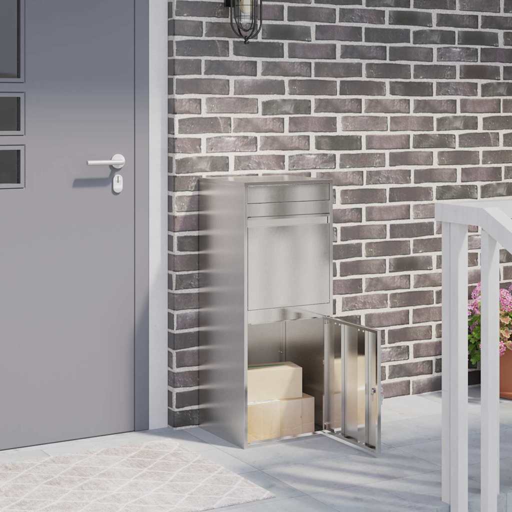 Paketdrop-Box mit Speicher Silber 47,5 x 38 x 59 cm Edelstahl
