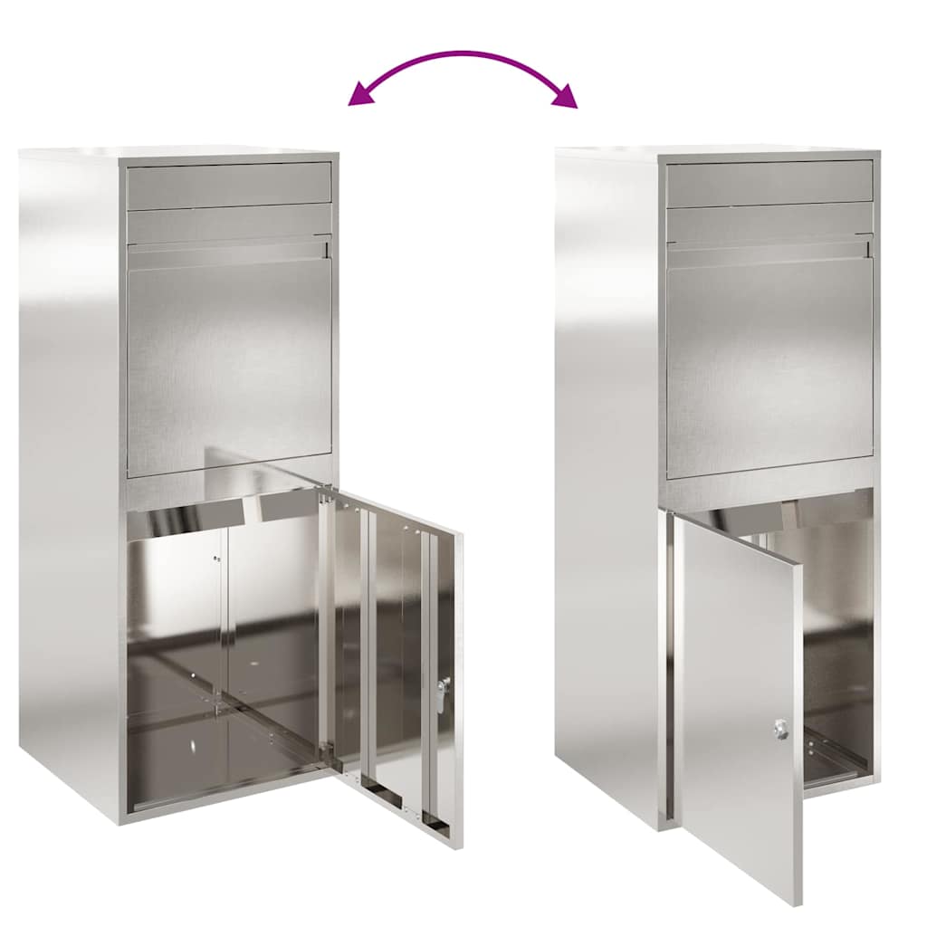 Paketdrop-Box mit Speicher Silber 47,5 x 38 x 59 cm Edelstahl