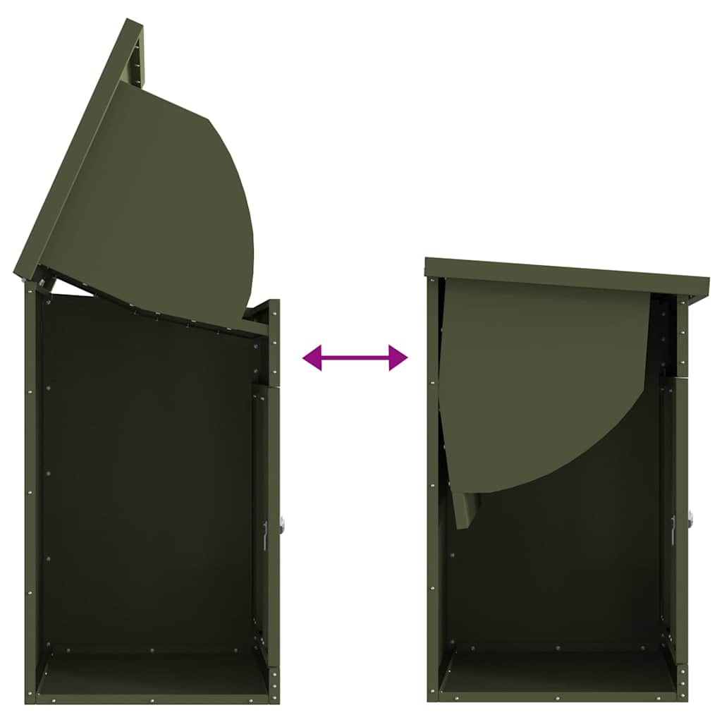 Paketdrop-Box mit Speicher Olivgrün 47,5 x 38 x 59 cm Stahl