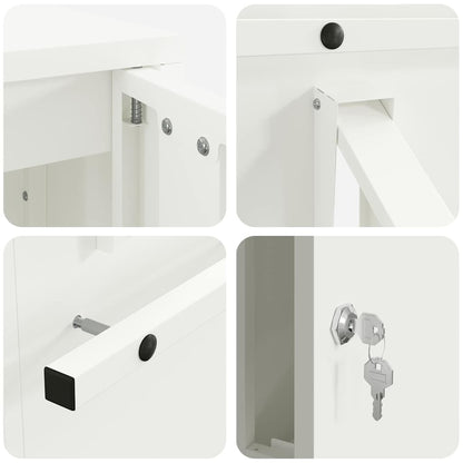 Briefkasten mit Speicher mit Tür Weiß 30 x 20 x 55 cm Stahl