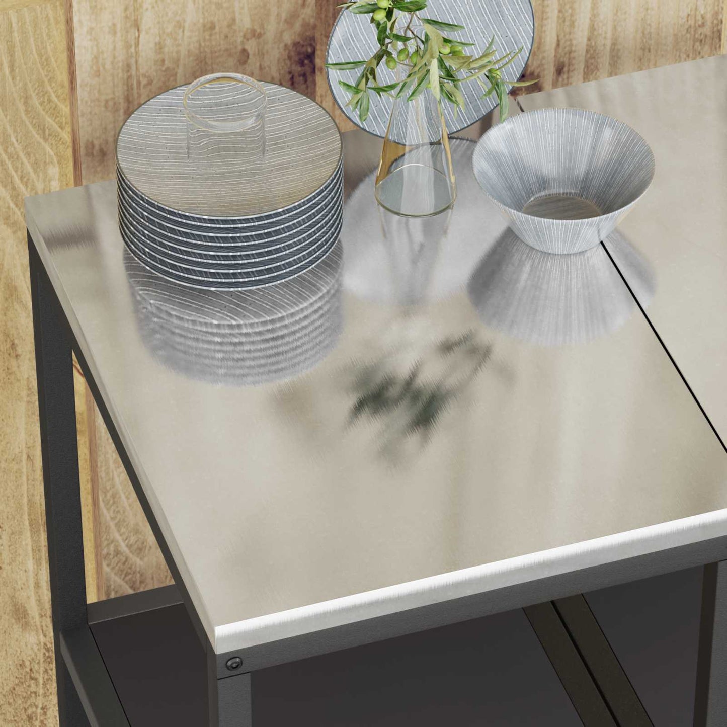 Küchenaufbewahrung mit Regal Schwarz 60 x 50 x 92 cm Stahl