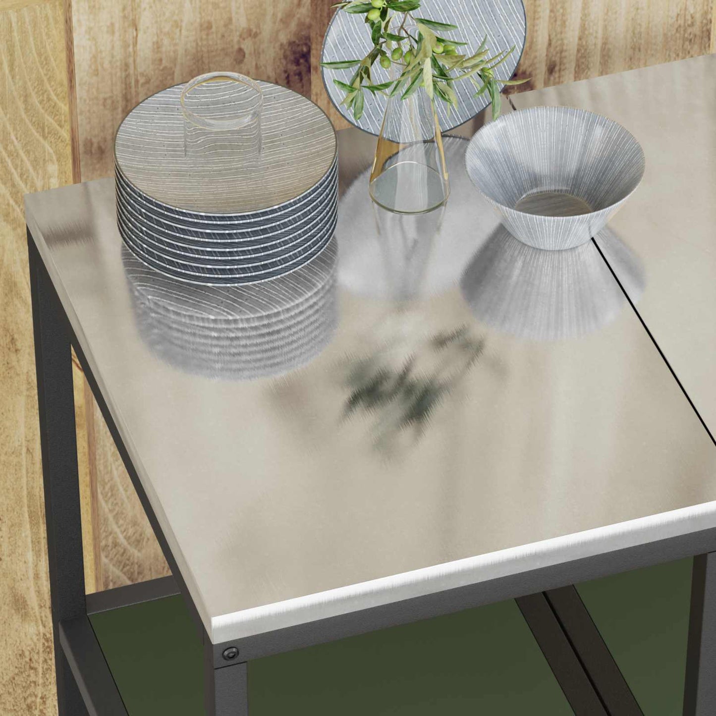 Küchenaufbewahrung mit Regal Olive Grün 60 x 50 x 92 cm Stahl