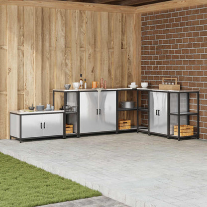 Küchenaufbewahrung mit Regal Silber 60 x 50 x 92 cm Stahl