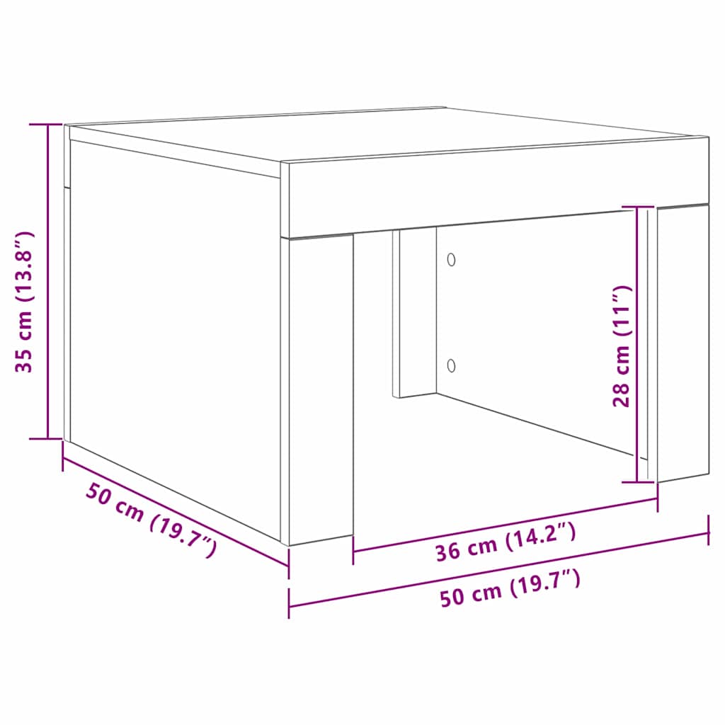 Couchtisch Altholz 50 x 50 x 35 cm Holzwerkstoff