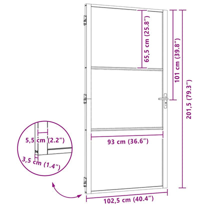 Glastür Schwarz 76 x 3.5 x 201.5 cm Aluminium