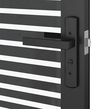 Glastür Gestreift Schwarz 76 x 3.5 x 201.5 cm Aluminium