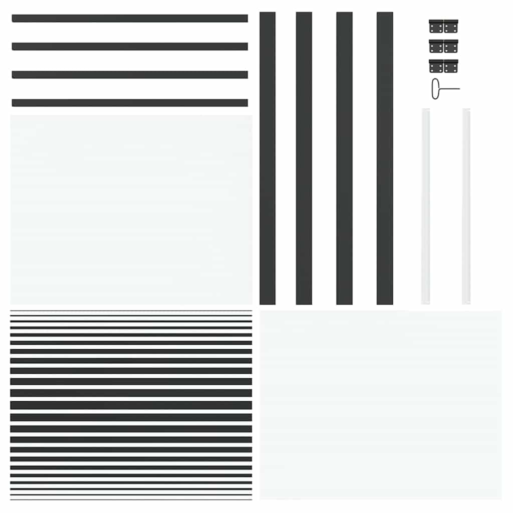 Glastür Gestreift Schwarz 76 x 3.5 x 201.5 cm Aluminium