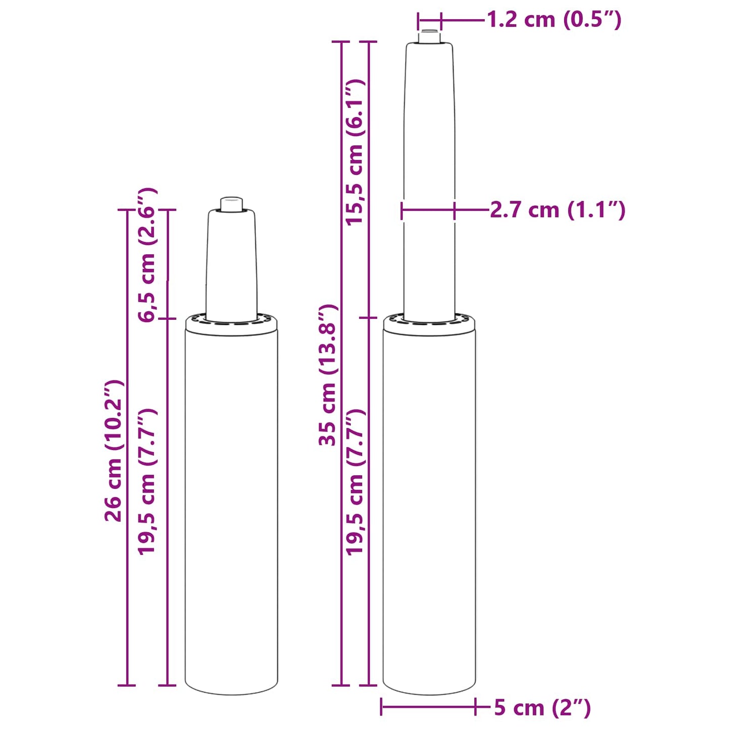 Bürostuhl Gaszylinder Schwarz 261-351 mm Eisen