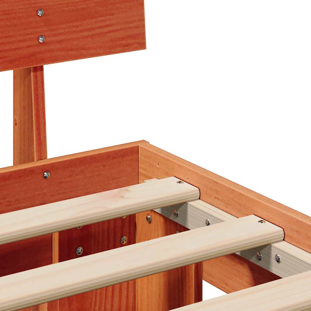 Bettrahmen Wachsbraun 135 x 190 cm Massives Kiefernholz