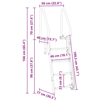 4-Stufen Dockleiter Silber 58 x 77 x 166 cm Aluminium