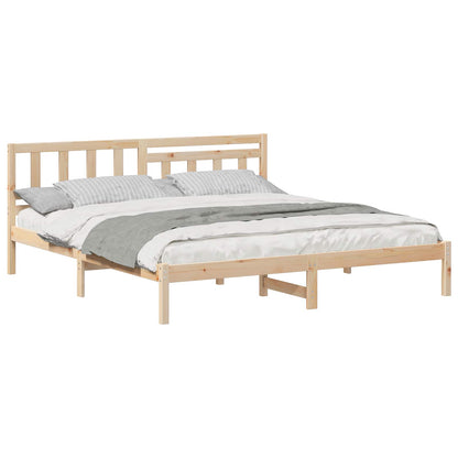 Bettrahmen mit Kopfteil Braun 200 x 200 cm Massives Kiefernholz