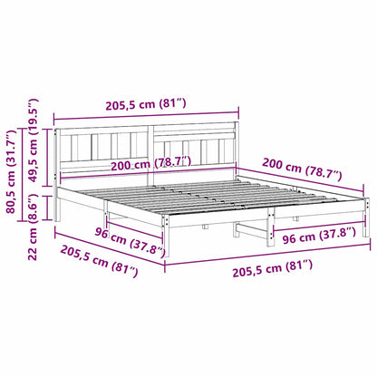 Bettrahmen mit Kopfteil Weiß 200 x 200 cm Massives Kiefernholz