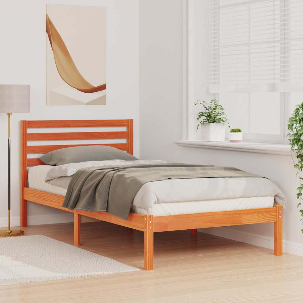 Bettrahmen Wachsbraun 80 x 200 cm Massives Kiefernholz