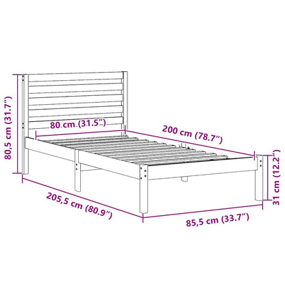 Bettrahmen Wachsbraun 80 x 200 cm Massives Kiefernholz